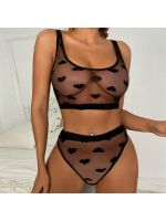De Namour Lingerie by Shots - Sheer Lace Heart Two Piece Set